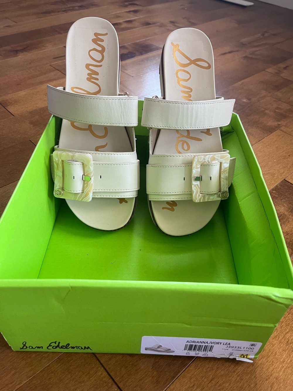Sam Edelman Adrianna Ivory Double Strap Slide Sandals Size 7 Summer Resort - Picture 5 of 16